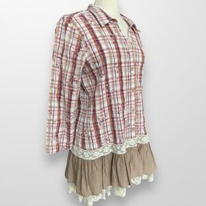Christopher & Banks Woman's Size XL Top Shirt Tunic Stretch Embroidered Western‎